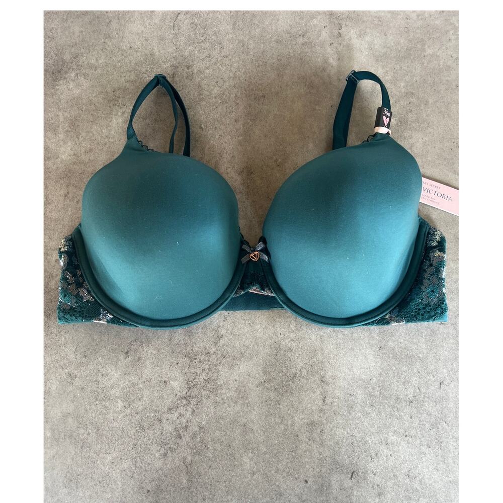 Victoria Secret Body by victoria lined perfect coverage Bra 36D NEW forest green